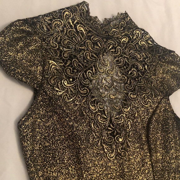 Peplum Gold and Black Shirt - Picture 6 of 6